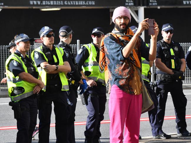 Brisbane City Council councillor Jonathan Sri during a Black Lives Matter protest outside the Roma Street Magistrates Court in Brisbane on Wednesday. (AAP Image/Darren England)