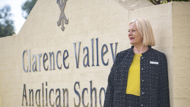 New principal of Clarence Valley Anglican School Karin Lisle with the school leaders.