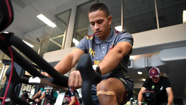 Khawaja rehabing his knee in Queensland. Picture: AAP