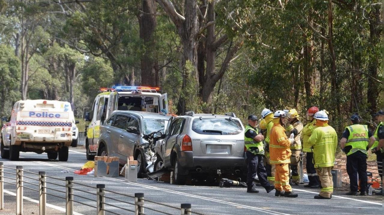 The scene of a serious traffic crash on the New England Highway near Hampton on September 8, 2023.