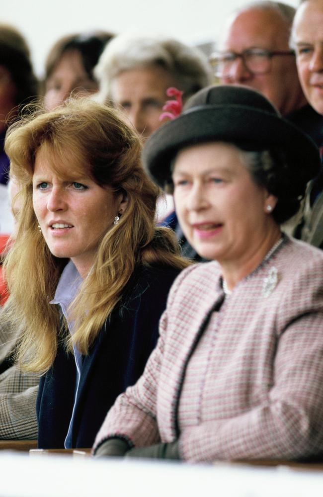 Sarah, Duchess of York, and Queen Elizabeth II in 1990. Picture: Getty