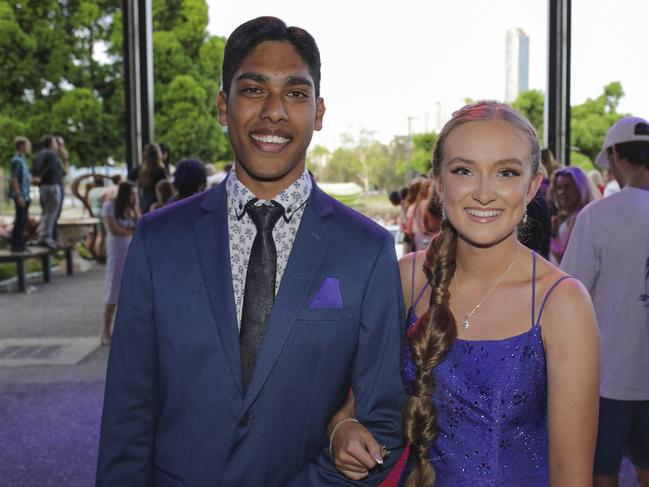 Aryan Anis and Summer Owen at the Coomera Anglican College Formal at HOTA. Picture: Marcelo Lang.