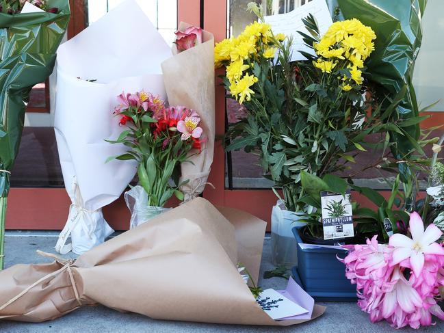 Flowers left at the Hobart Mosque as support of the local Muslim community in relation to the Christchurch terror attack. Picture: NIKKI DAVIS-JONES