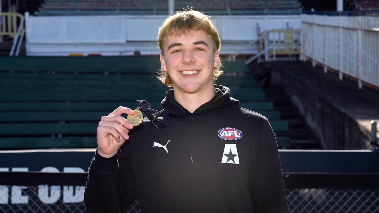 Ryley Sanders of the Allies won the Larke Medal. Picture: Morgan Hancock/AFL Photos via Getty Images