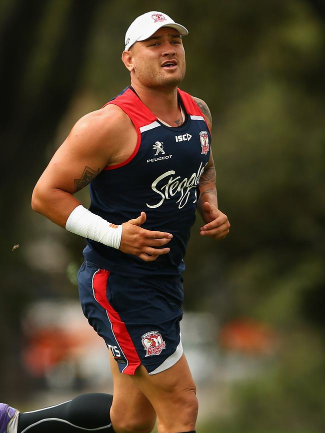 Jared Waerea-Hargreaves of the Roosters at training. Picture: Getty Images.