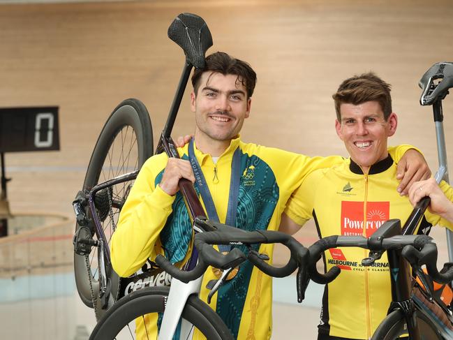 Powercor Melbourne to Warrnambool Cycling Classic launch. 2024 Olympic Gold Medalist Conor Leahy and 2024 M2W winner Mark O'Brien looking to defend his title in 2025.    Picture: David Caird