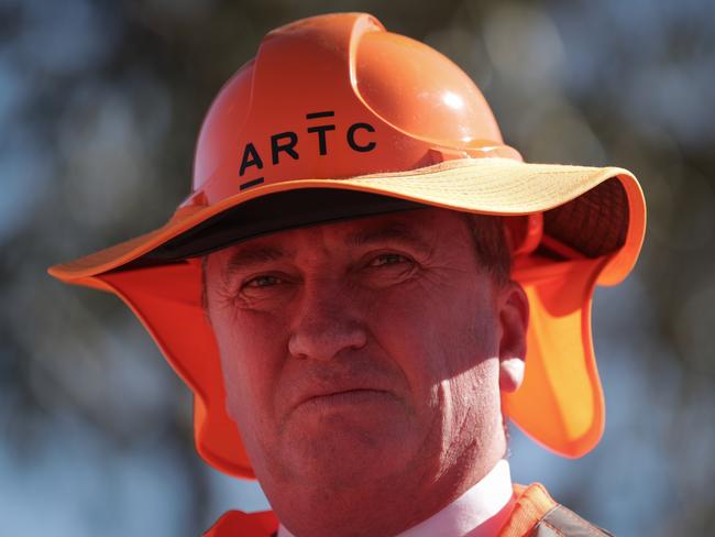 Happy with January 26... Deputy Prime Minister at Peak Hill, NSW, today. Picture: Alex Ellinghausen