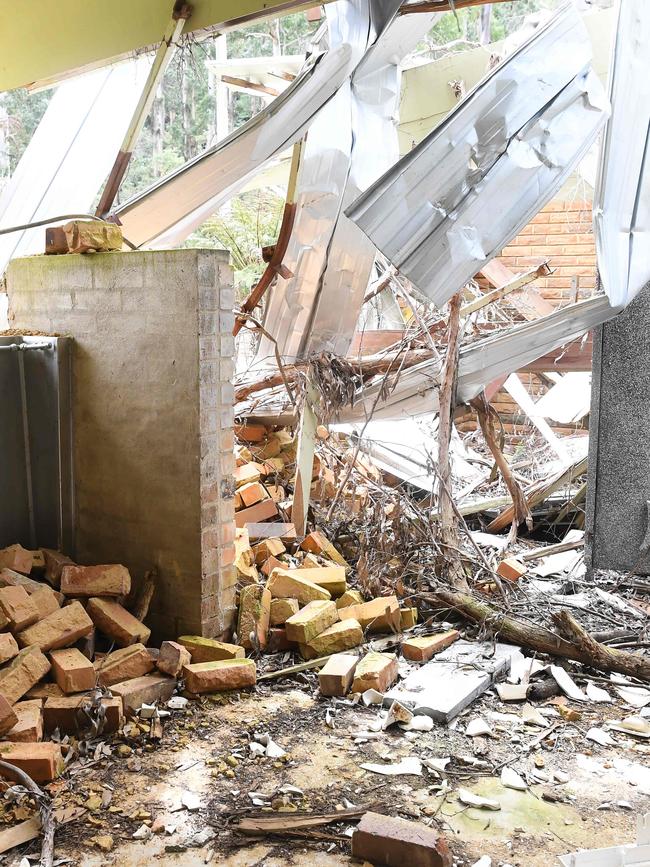 Damaged structures at Badger Weir. Picture: James Ross