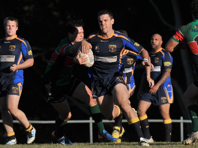 Noosa's Colin Green with ball. Photo: Brett Wortman / Sunshine Coast Daily