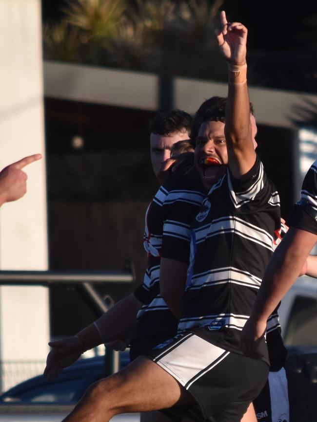 Cody King-Pittman celebrates a La Perouse try. Picture: Sean Teuma/NewsLocal