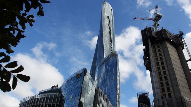 Crown Sydney dominates the city’s skyline, but gaming operations planned to start next month have been put on ice. Picture: Lisa Maree Williams/Getty Images