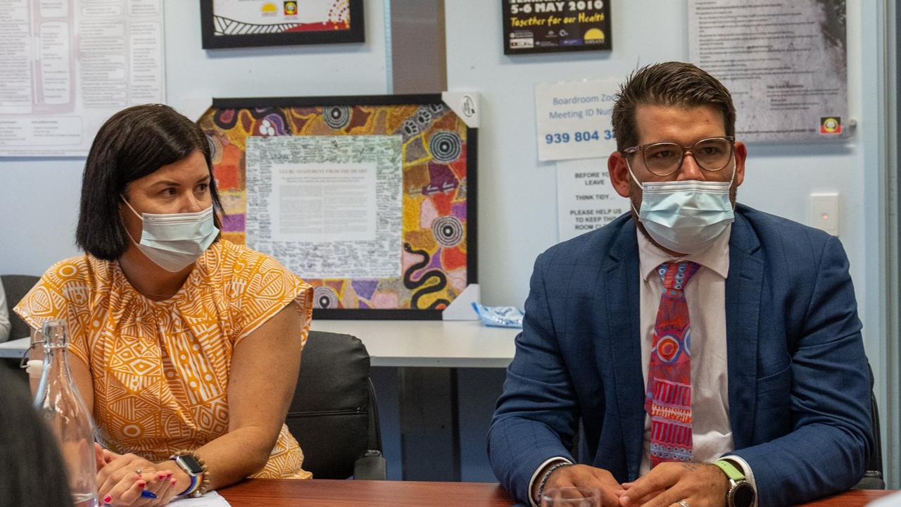 Mayor Matt Paterson and Chief Minister Natasha Fyles were among key leaders to meet with Prime Minister Anthony Albanese in Alice Springs on Tuesday. Picture: Twitter.