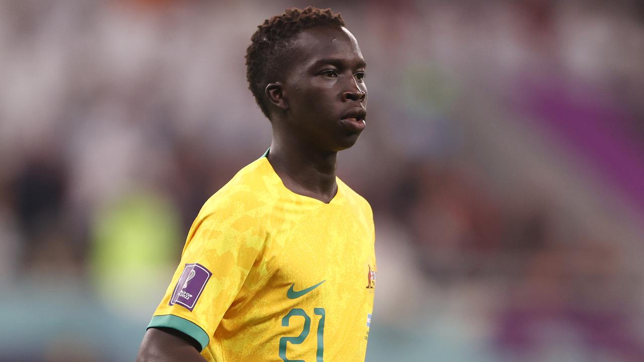 Aussie football fans will be keeping a keen eye on Garang Kuol's next move in January. (Photo by Robert Cianflone/Getty Images for Football Australia)