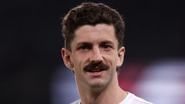 MELBOURNE, AUSTRALIA - JULY 21: Tom Liberatore of the Bulldogs warms up before the round 19 AFL match between Essendon Bombers and Western Bulldogs at Marvel Stadium, on July 21, 2023, in Melbourne, Australia. (Photo by Darrian Traynor/Getty Images)