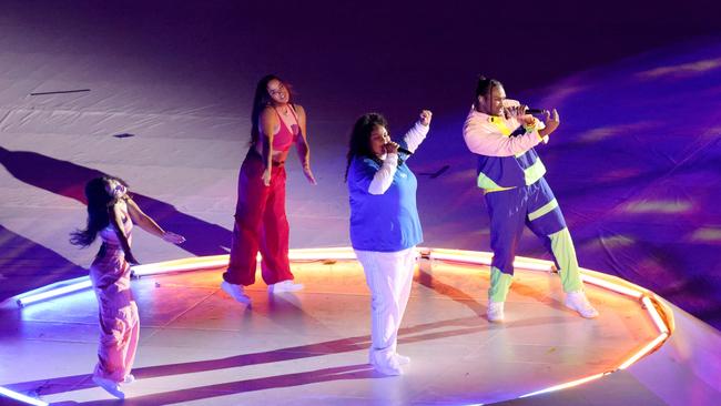 Australian hip-hop star Baker Boy got the crowd revved up. Picture: Damian Shaw