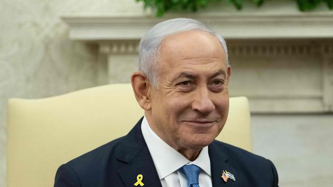 Israeli Prime Minister Benjamin Netanyahu at a meeting with US President Joe Biden in the Oval Office in July. Picture: AFP