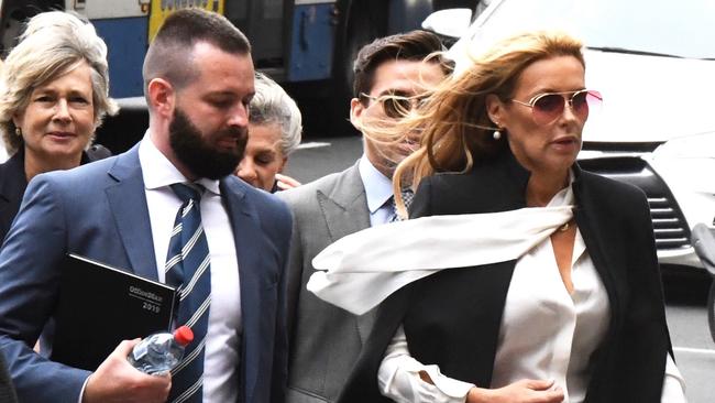 Janelle "Nellie" Tilley (right), the former girlfriend of Phillip De Angelis when she arrived in court to give her victim impact statement two weeks ago. Picture: Peter Rae