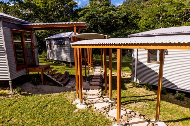 The Mount Jukes Eco Resort, built from scratch by yoga aficionado David Deakin, holds glamping tents and a half-moon shaped house that face Mt Jukes and Mr Deakin says the â€œenergyâ€ of the property has to be experienced to be understood. Picture: Contributed