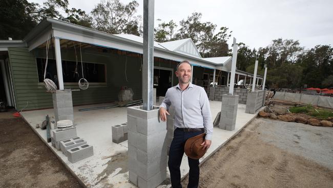 Nestled amongst the scenic backdrop of the Currumbin Wildlife Sanctuary, the venue forms the signature feature of the award-winning attractions’ newest precinct. General Manager Travis Couch in front the near finished venue. Picture Glenn Hampson