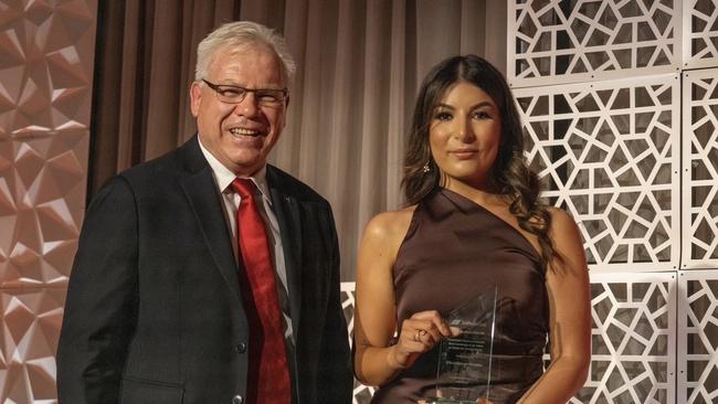 Chrystianna Konidis accepting the SA Press Club award for social media. Picture: Supplied