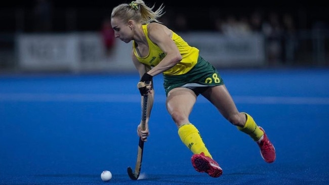 Hannah Cullum-Sanders represented Australia in the Hockeyroos in the trans-Tasman Series against New Zealand. Photo Credit: Planet Hockey.