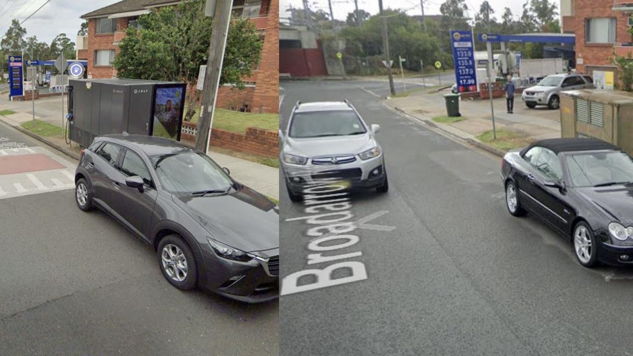 Jolt’s EV chargers (left) start out as electrical infrastructure boxes (right) Picture: Google maps