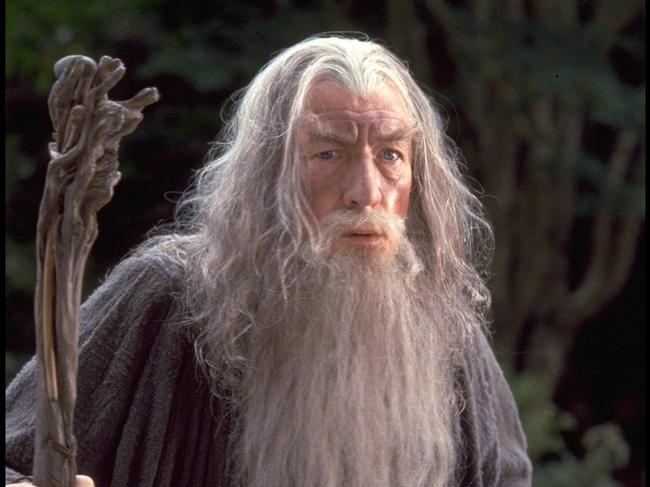 Sir Ian McKellen in scene from film The Lord of the Rings: The Fellowship of the Ring.