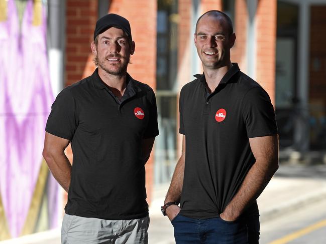 11/02/20 - Brett Ebert and Jace Bode from the AFL Players Association pictured in Vardon Avenue in the city.Picture: Tom Huntley