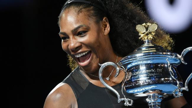 Serena Williams after winning the 2017 Australian Open. Picture: AFP