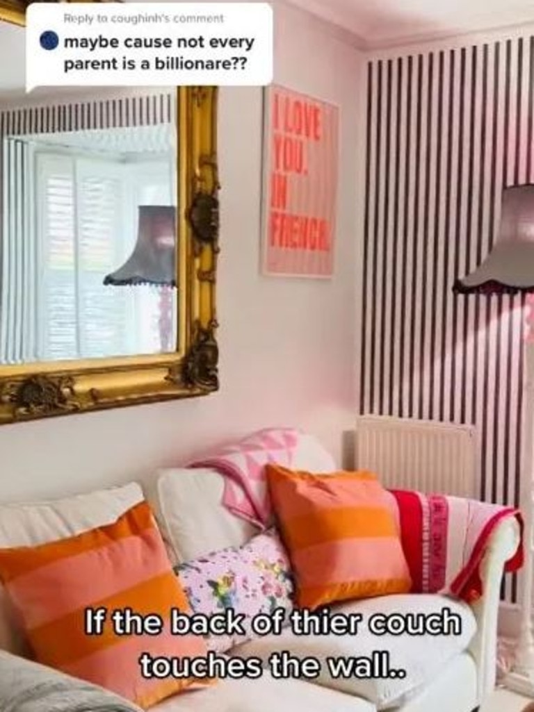 TikTok user @lucyhamiltonathome did a tongue-in-cheek video stitched with the clip to tell a follower that she wasn't as rich as they thought. Picture: TikTok/@lucyhamiltonathome.