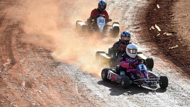 Ashleigh Moller out in front at a Maryborough Karts race meet. Picture: Cody Fox