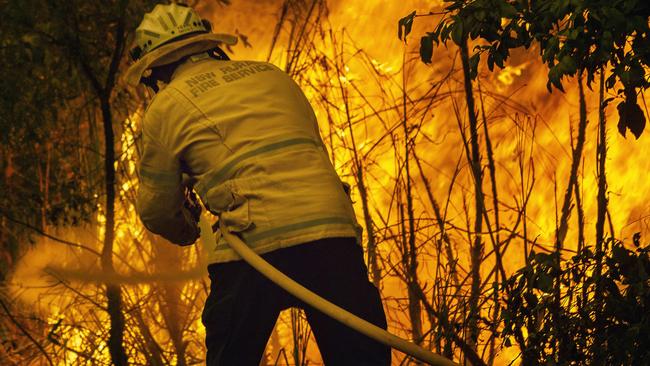 Firefighters worked tirelessly as the blaze took a run through Bawley Point. Picture Gary Ramage