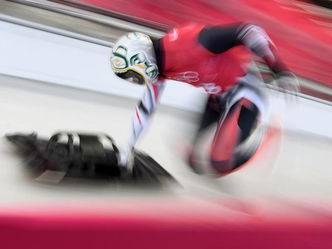 Kevin Boyer of Canada starts his mens skeleton training session at the Olympic Sliding Centre, during the Pyeongchang 2018 Winter Olympic Games in Pyeongchang, South Korea on February 13, 2018. Picture: AFP