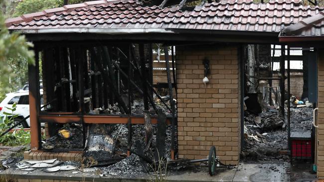 The aftermath of the house fire. Picture: David Crosling