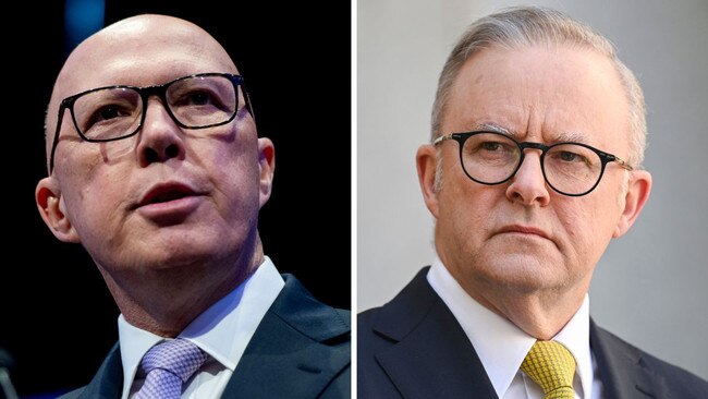 Opposition Leader Peter Dutton and Prime Minister Anthony Albanese will need to bridge the growing divide between elites and mainstream Australia to win next year’s federal election. Picture: Monique Harmer, Martin Ollman / NewsWire