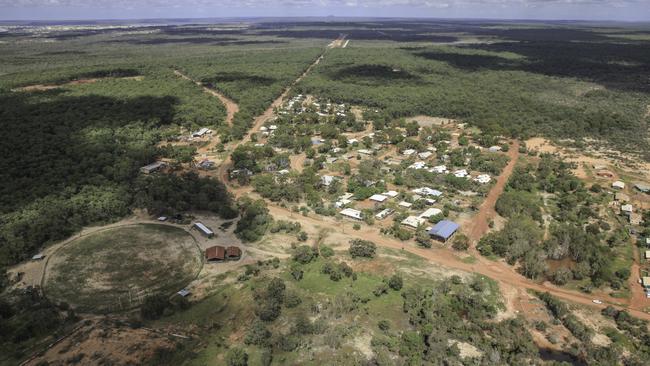 An aerial view over an Indigenous township on Groote Eylandt in the Northern Territory, where a plane crashed shortly after takeoff. Picture: AAP Image/Stephanie Flack