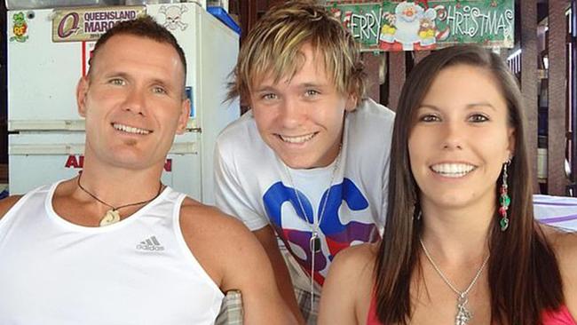 Rowan Baxter (left) with son Isaiah Baxter, 22, (centre) and Hannah Clarke whom his father murdered along with the children they shared.