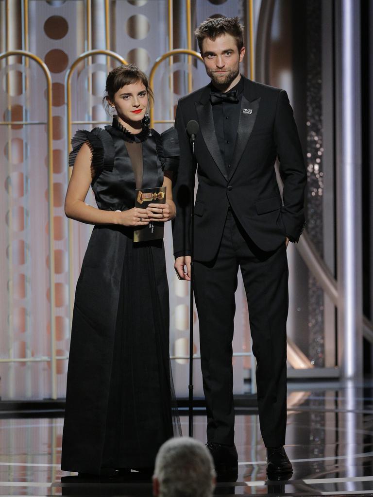 Emma Watson and Robert Pattinson speaks onstage during the 75th Annual Golden Globe Awards at The Beverly Hilton Hotel on January 7, 2018 in Beverly Hills, California. Picture: Getty