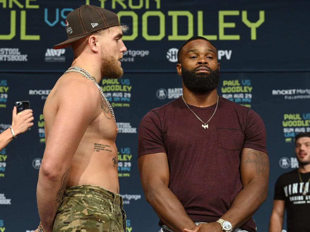 Jake Paul is the slight favourite to defeat Tyron Woodley. Photo:Jason Miller/Getty Images/AFP