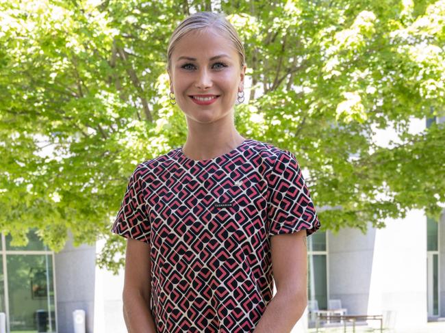 CANBERRA, AUSTRALIA - NewsWire Photos JANUARY 25, 2021: Tasmania Australian of the Year: Grace Tame, advocate for survivors of sexual assault and #LetHerSpeak campaigner at Parliament House, Canberra. Picture: NCA NewsWire / Martin Ollman