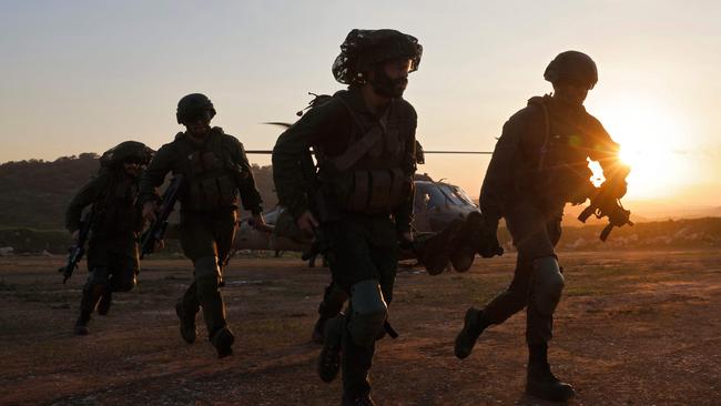 Israeli soldiers take part in a rescue exercise in Upper Galilee near the Lebanon border earlier this month. Picture: AFP