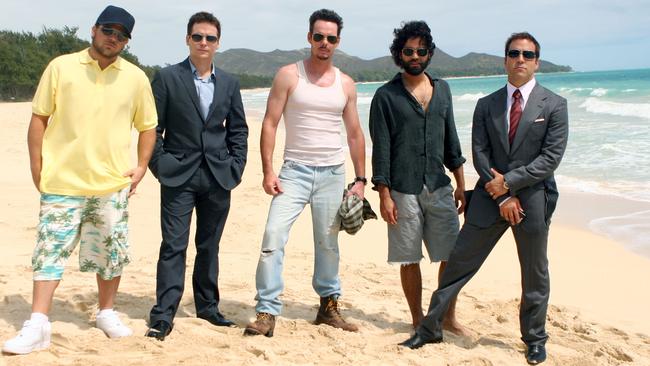 03/12/2008 Turtle (Jerry Ferrara), Eric (Kevin Connelly), Johnny (Kevin Dillon), Vinny (Adrian Grenier) and Ari (Jeremy Piven) in Foxtel drama Entourage. NO RESTRICTIONS, SUPPLIED BY FOXTEL FOR DEC 10 CONNECT TV Picture: Foxtel Supplied