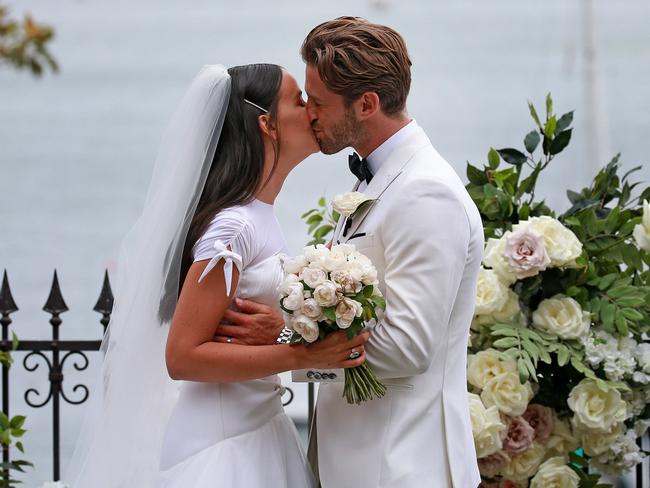 The couple share a kiss to seal their marriage. Picture: Toby Zerna