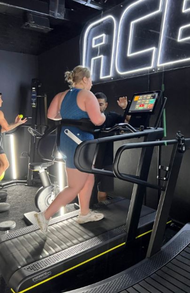 Running up a treadmill at an incline of 8 was not easy. Picture: Supplied