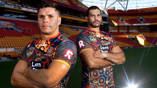 James Roberts and Greg Inglis at the Indigenous All Stars launch.