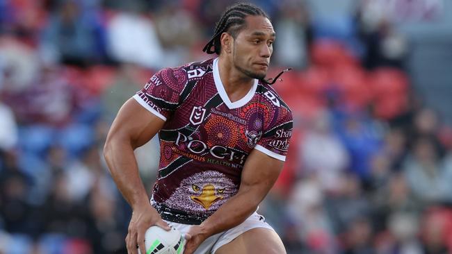 Martin Taupau in action during Manly’s loss to Newcastle Picture: Getty Images