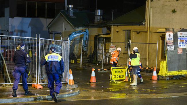 Police attend the site of the fatality at Parramatta. Picture: Darren Leigh Roberts