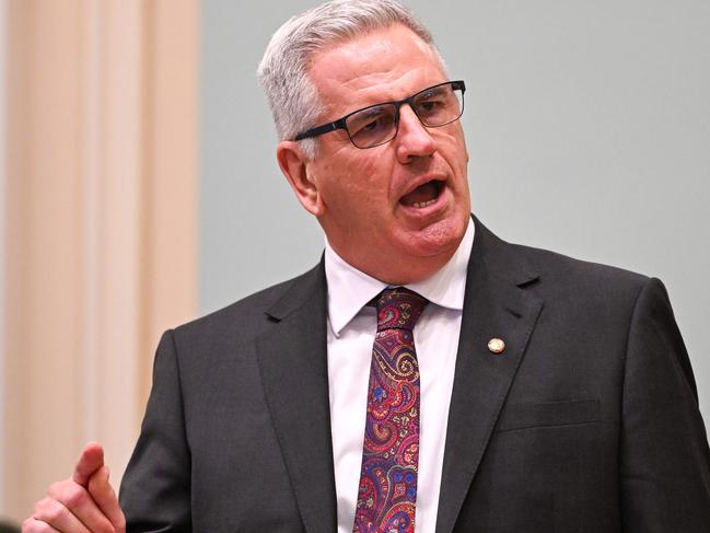 BRISBANE, AUSTRALIA - NewsWire Photos - APRIL 3, 2025.Queensland Minister for Natural Resources and Mines Dale Last speaks during Question Time at Parliament House in Brisbane. Picture: Dan Peled / NewsWire