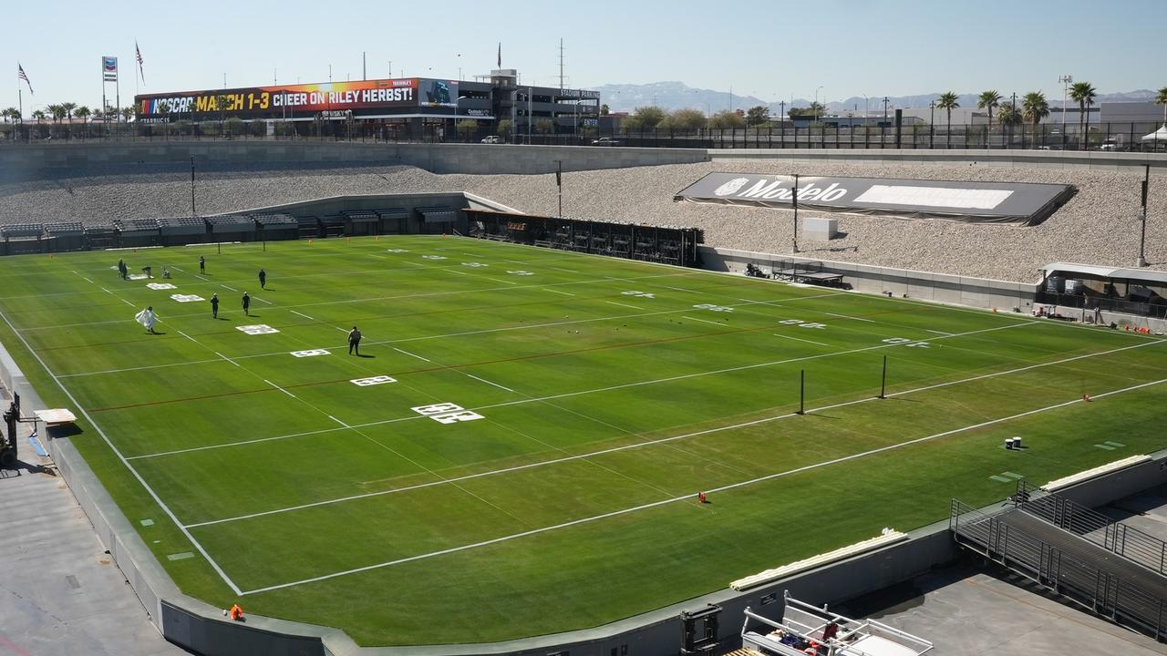 A first look at the Allegiant Stadium turf for the NRL season openers.