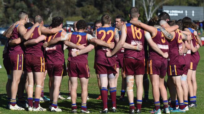 O'Sullivan Beach Lonsdale before the second half of last season’s division seven grand final. Picture: Naomi Jellicoe